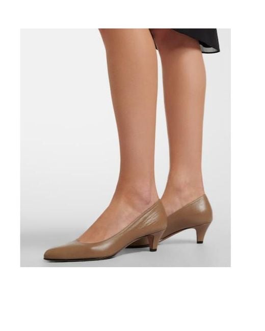 The Row White Ornella Leather Pumps