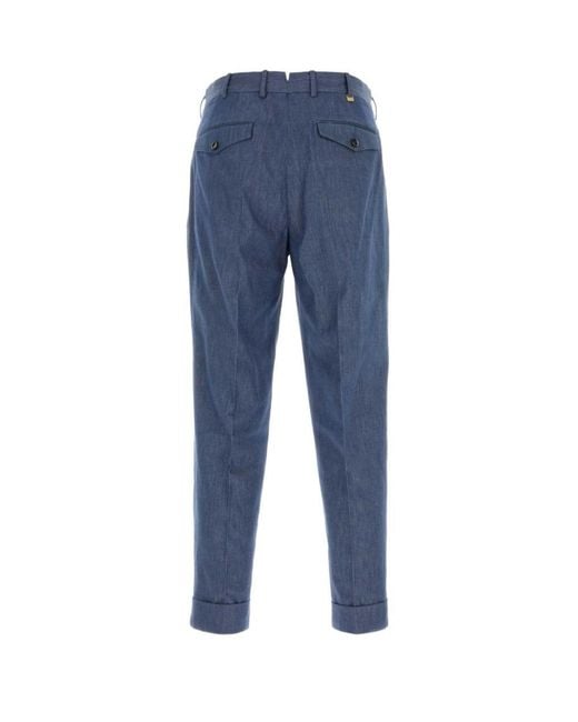 Pt Pantaloni Blue Pt Torino Carrot Pleated Pants for men