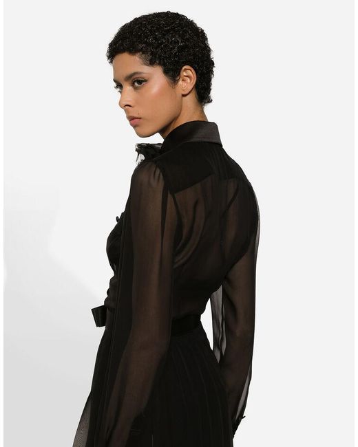 Dolce & Gabbana Black Chiffon Shirt Dress