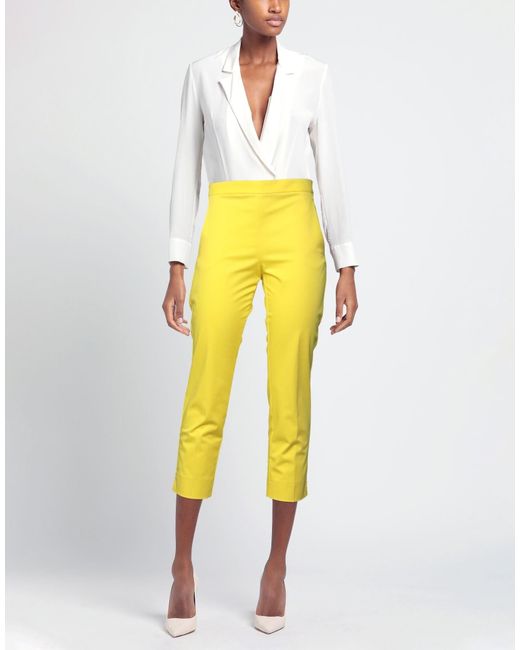 MAX&Co. Yellow Solid Stretch Twill Pants