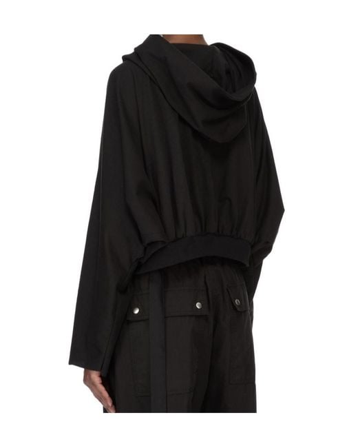 Rick Owens Black Temple Cropped Hooded Top