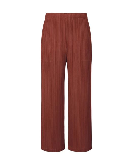 Pleats Please Issey Miyake Red Pleated Trousers