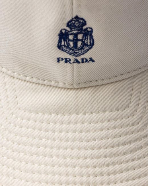 Prada White Embroidered Logo Baseball Cap for men
