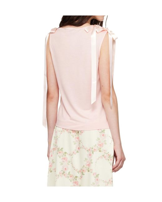 Simone Rocha Pink Bow Ribbon Tank Top