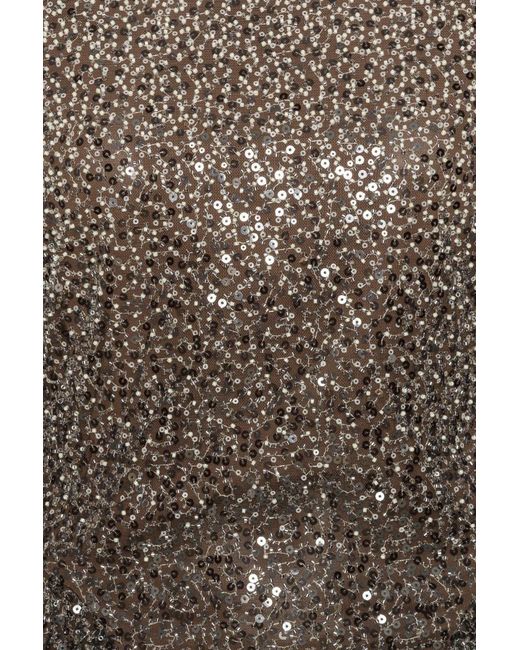 ROTATE BIRGER CHRISTENSEN Brown Embellished Long-Sleeved Top
