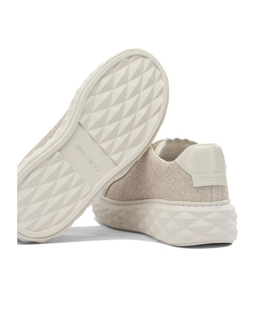 Jimmy Choo White Embellished Lace-Up Sneakers