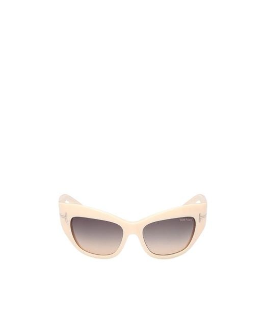 Tom Ford White Gradual Cat's Eye Sunglasses