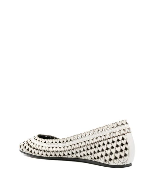 Isabel Marant White Woven Pattern Ballet Flats