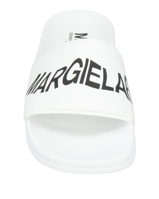 MM6 by Maison Margiela White Lightweight And Stylish Leather Slide Sandals
