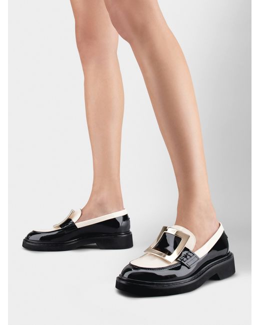 Roger Vivier Black Viv' Rangers Embellished Buckle Loafers