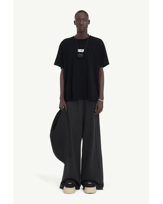 MM6 by Maison Margiela Black Numbers Motif-Patch Crewneck T-Shirt for men