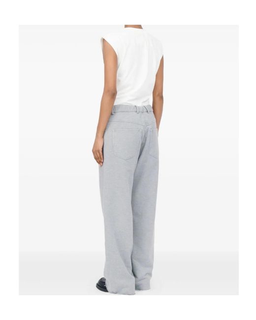 MM6 by Maison Margiela Gray Button Detailed Raw-Hem Pants