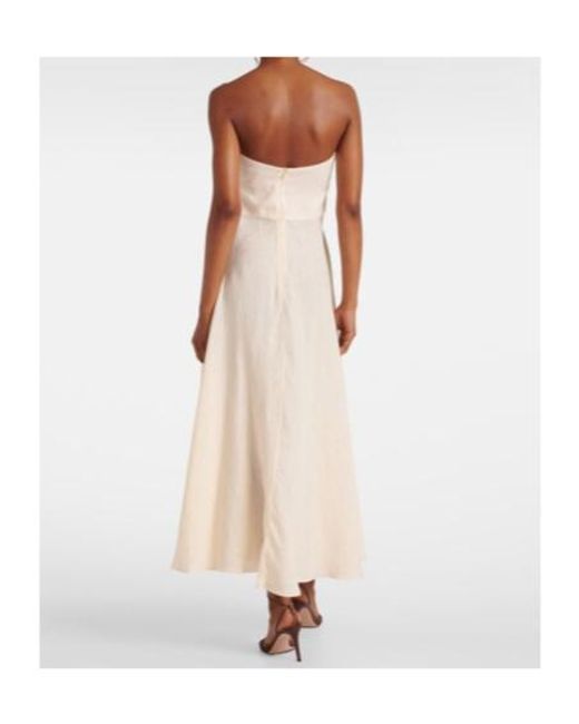 Johanna Ortiz White Embellished Linen Maxi Dress