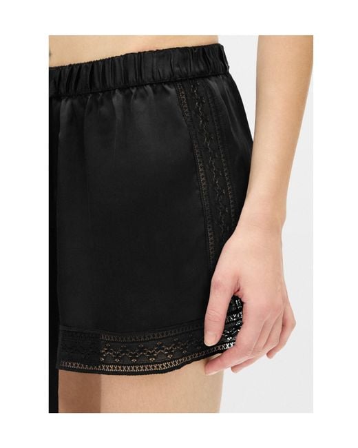 Ann Demeulemeester Black Anda Lace-Trim Satin Shorts