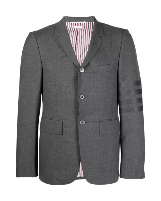 Thom Browne Gray 4-Bar Single-Breasted Blazer for men