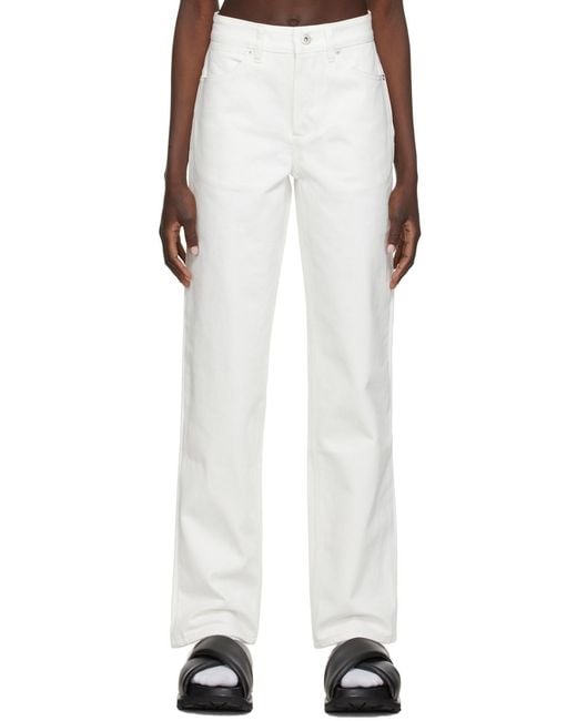 Jil Sander White Button Detailed Straight Leg Jeans