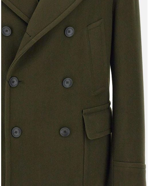 Tagliatore Green Double-Breasted Peacoat for men