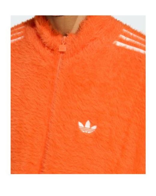 Adidas Orange Originals Logo Detailed Zip-Up Jacket for men