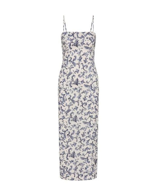 Posse White Rue Baroque-Print Strappy Midi Dress