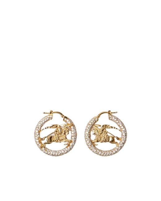 Burberry Metallic Knight Pavé Hoop Earrings