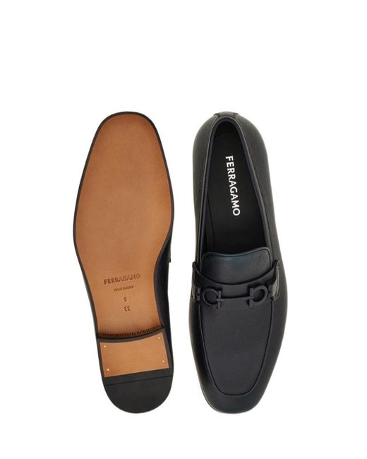 Ferragamo Blue Ferragamo Gancini Ornament Moccasin Loafers for men