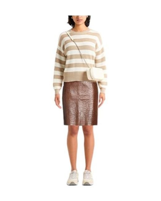 Max Mara Brown Ostrich Patterned Pencil Skirt