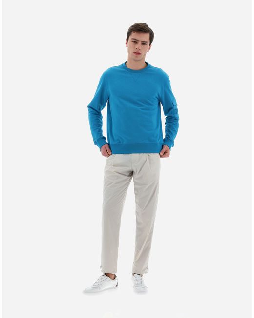 Herno Blue Flap-Pocket Detailed Crewneck Sweatshirt for men