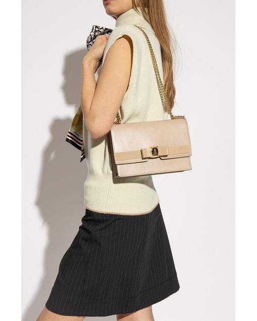 Ferragamo Natural Bow Button Single Shoulder Bag