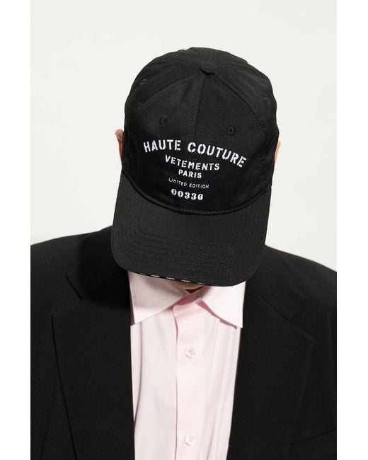 Vetements Black Logo-Print Cotton Cap