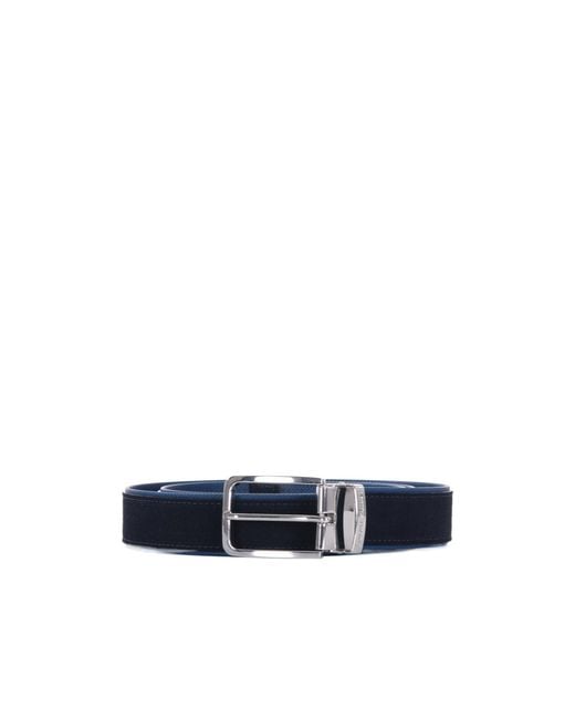 Emporio Armani Blue Logo Engraved Buckled Belt for men