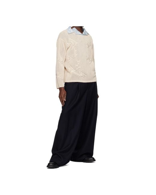 Bode White Patterned Knit Top for men