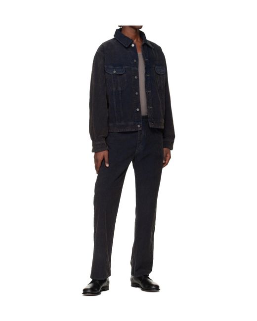 Studio Nicholson Blue Woodstock Belt Loop Casual Trousers for men