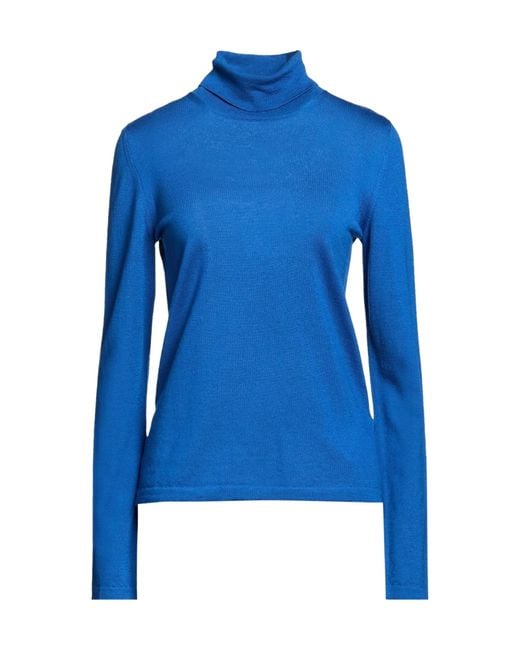 Max Mara Blue Solidcolor Wool Turtleneck Sweater