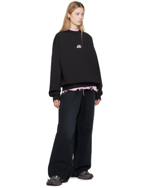 Balenciaga Black Logo Printed Crewneck Activewear Sweatshirt