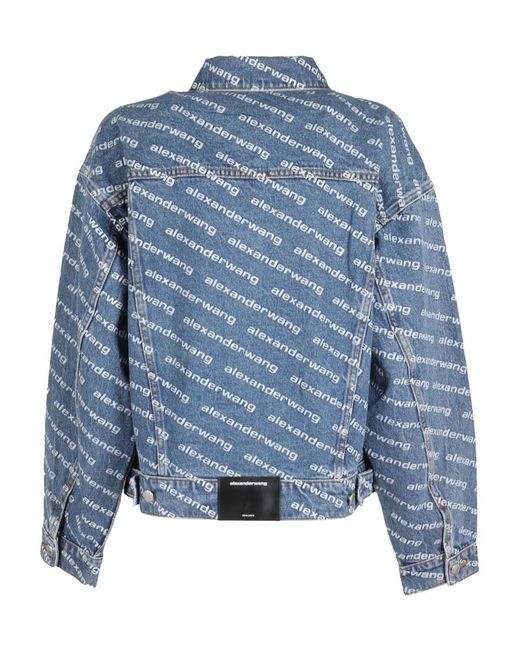 Alexander Wang Blue Logo-Printed Denim Coat