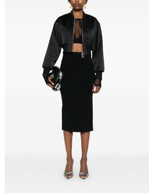 Versace Jeans Black Couture Decorative-Button Knitted Midi Skirt