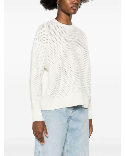 Fabiana Filippi White Open-Knit Crewneck Jumper