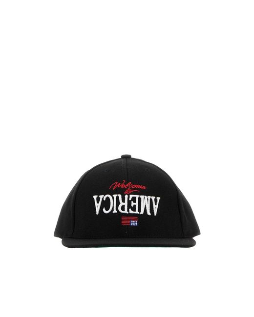 Willy Chavarria Black Welcome Embroidered Cap for men