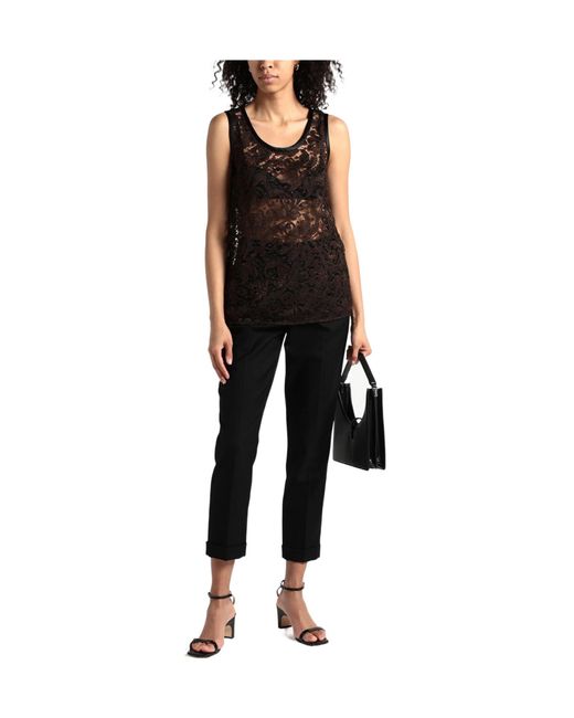 Dolce & Gabbana Black Sleeveless Color-Block Lace Satin Top