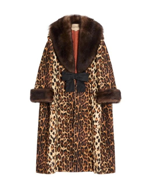 Valentino Brown Fauve Eclat Spotted Cloth Coat