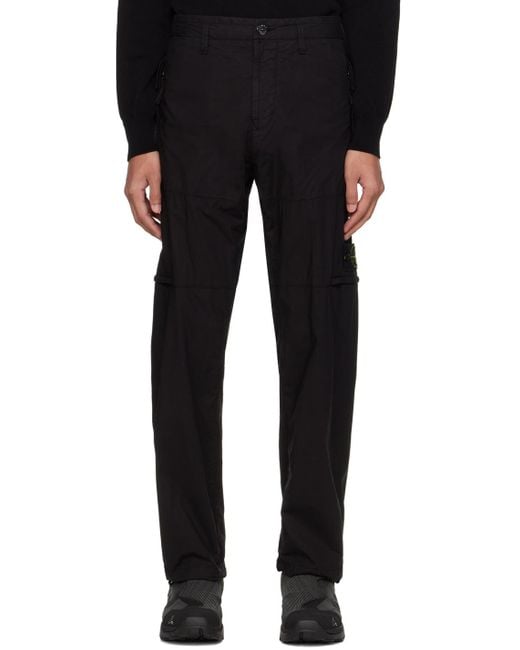 Stone Island Black Straight-Leg Cotton Trousers for men
