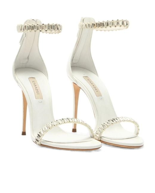 Casadei White Julia Heaven Strass-Embellished Sandals