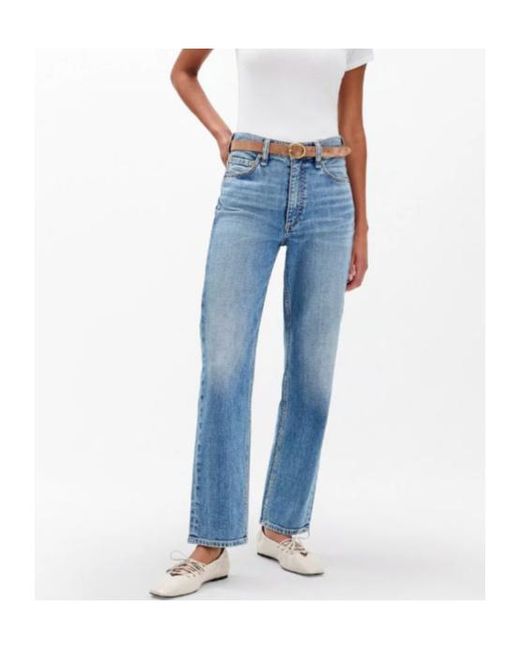 Rag & Bone Blue Harlow Ankle Straight Jeans