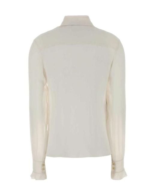 Alberta Ferretti White Ruffled Front Shirt