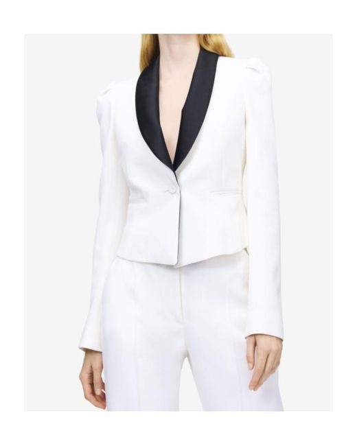 McQueen White Wool Cropped Blazer