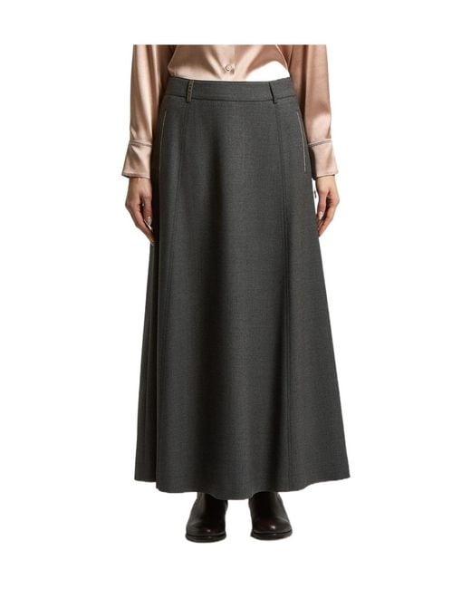 Peserico Black Belt-Loop Maxi Skirt
