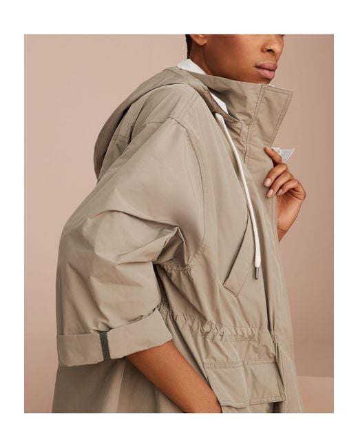 Brunello Cucinelli Natural Monili Hooded Outerwear Jacket