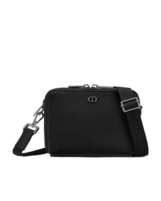 Dior Black Cd Icon Zipped Pouch With Strap for men