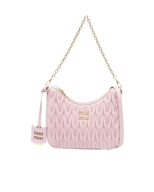 Miu Miu Pink Matelassé-Effect Shoulder Bag