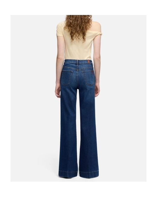 7 For All Mankind Blue High-Waisted Jeans